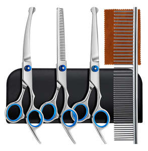 ANAAIF Ensemble de ciseaux de toilettage professionnels en acier inoxydable pour chiens Instrument vétérinaire pour le nettoyage des animaux de compagnie - Product Image 3