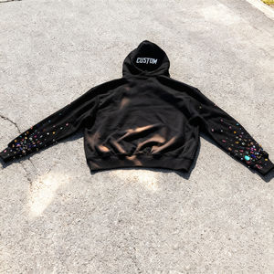 Meilleure vente de vêtements à fermeture éclair pour hommes sweat à capuche avec logo personnalisé sweats à capuche pour hommes en coton avec strass et manches longues - Product Image 6