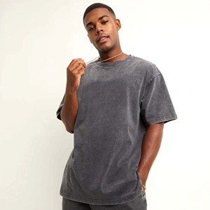 2024 nouveau Design personnalisable 100% coton hommes surdimensionné lavage à l'acide T-Shirts Style décontracté uni - Product Image 1