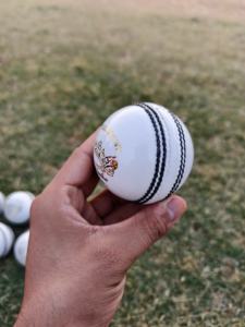 Pelota de críquet de cuero blanco OEM para T20 ODI Match and Practice 4 piezas cosida a mano - Product Image 5