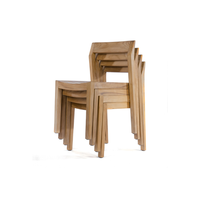 Ensemble de table à manger commerciale en bois massif de luxe au design moderne avec 4 chaises empilables pour salle de sport, extérieur, cuisine, hôtels