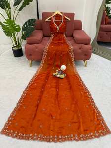 Sari Premium de Poliéster Fendy con Bordado de Lentejuelas, Cinco Metros y Cinco Centímetros de Largo, Blusa a Juego, Estilo Bollywood para Fiesta - Product Image 6