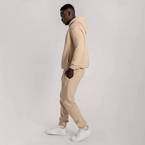 320g 100% coton coupe ajustée pantalons de survêtement et sweat à capuche anti-boulochage ensemble survêtements vierges brodés personnalisés pour hommes - Product Image 2