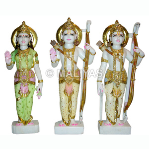 Ram Laxman Sita Marble Murti, idole artisanale de Ram Darbar pour le temple domestique - Product Image 1