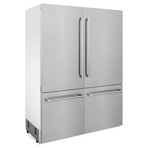 Réfrigérateur à porte française en acier inoxydable satiné de 60 pouces avec distributeur d'eau et machine à glaçons, capacité de 32,2 pieds cubes Source d'alimentation électrique Ft - Product Image 6