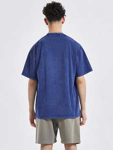 Streetwear T-shirt décontracté 100% coton solide motif avant Logo coupe ample tissu tricoté - Product Image 6