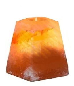 Porte-bougie pyramidal en sel rose de l'Himalaya, artisanal, moderne, résistant au feu, idéal pour le revêtement mural de cuisine et l'utilisation en villa - Product Image 1