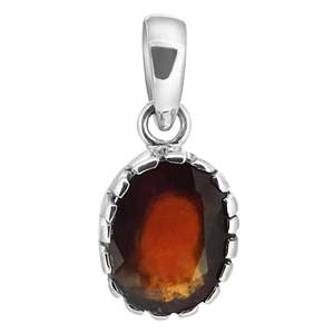 Certified Natural Hessonite Garnet (Gomed) <b>Silver</b> 4.25 Ratti 12.25 Ratti Geometric <b>Adjustable</b> Astrological Gemstone Gomed <b>Ring</b> - Product Image 2