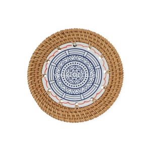 Bohemian Natural Rattan <b>Coaster</b> Handmade From Vietnam for Beverage Serving and Decorative Home <b>Table</b> Styling - Product Image 1