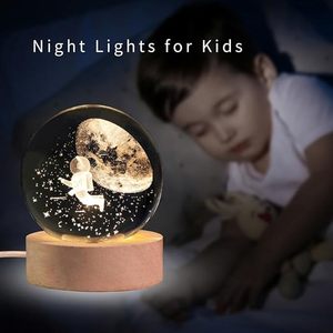 Desidiya 3D Crystal Ball Art Deco <b>Night</b> Light LED Silicone <b>Stand</b> Glass Sphere Home Decor Gift for Ramadan Graduation Women Men - Product Image 2