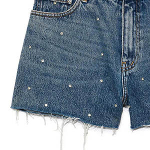Shorts pour hommes en toile délavée style designer avec strass intégrés, cristaux de haute qualité, 100% coton, style urbain, été - Product Image 6
