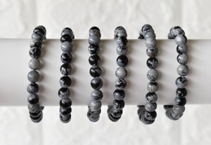 Wholesale Best Attractive Natural <b>Healing</b> Snowflake Black Obsidian 8mm Polished <b>Bracelet</b> for Meditation Jewelry - Product Image 1