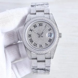 41 MM luxe Hip Hop Style Moissanite Diamant Montre Ronde Coupe En Acier Inoxydable Montre-Bracelet Mouvement À Quartz Montre Pour Hommes - Product Image 3