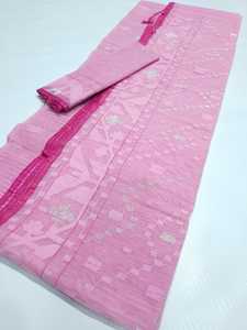 Export Quality Exclusive Pink Deshi Dhakai Jamdani Sharee para mujer JAMDANI FABRIC RED GREEN Golden Sky Blue de Bangladesh - Product Image 5