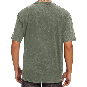 Camisetas al por mayor de alta calidad para hombre, estilo vintage, lavado ácido, tallas grandes, 100% algodón, ecológicas, transpirables, lisas por delante. - Product Image 6