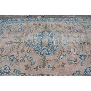 Tapis Vintage 48x84ft en Laine Turque Beige Bleu Patchwork Style Classique Boho Rectangle Design pour Salon Chevet Support en Latex - Product Image 5