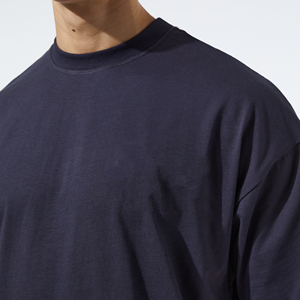 Top Quality Men Rib Neck Oversized T-Shirt 100% Cotton Luxury Drop Shoulder Blank Streetwear <b>Tshirt</b> - Product Image 4