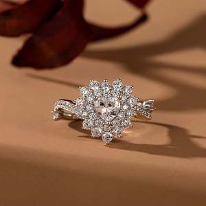 Bague de promesse Jeulia Double Halo Twist Heart en argent sterling - Product Image 4