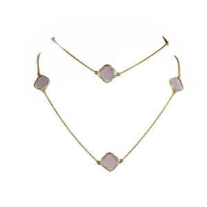 Gargantilla fina de Calcedonia Rosa chapada en oro - Product Image 5