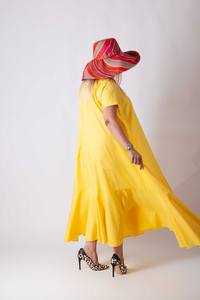 Summer Cotton <b>Maxi</b> Dress Yellow Long <b>Kaftan</b> Dress Flowy Cotton Dress for Women Boho Vacation - Product Image 2