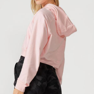 Sudadera con Capucha Ligera Personalizada al por Mayor, Sudadera de Algodón con Bordado, Ropa de Calle Informal, Sudadera Corta Moderna con Logotipo para Mujer - Product Image 3