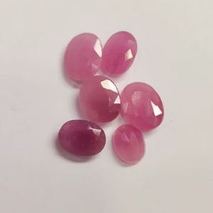 อัญมณีทับทิมสีชมพูอ่อนธรรมชาติ6ชิ้น10มม.-14มม. รูปไข่36ซม. ล็อตสหรัฐ $77อัญมณีหลวมทั้งหมด - Product Image 1