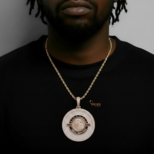 Collar llamativo de Hip Hop para hombre, impresionante colgante de medallón redondo de diamante cultivado en laboratorio de oro sólido de 10K, joyería personalizada completamente helada - Product Image 5