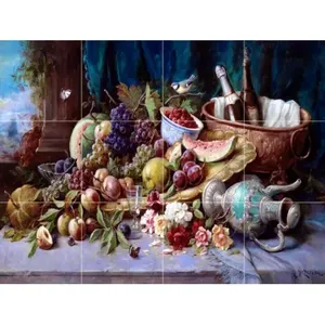 ภาพจิตรกรรมฝาผนังเซรามิก24x18-ยังมีชีวิตอยู่กับผลไม้สำหรับห้องครัวหรือห้องน้ำ - Product Image 1