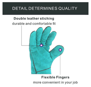 ถุงมือทำงานงานเชื่อมหนังแยกชิ้นถุงมือทำงานสำหรับช่างเชื่อมบุด้วยความร้อนและไฟ - Product Image 6