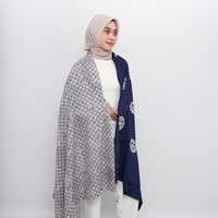 Tela Batik estampada con motivo de ciudad antigua de Semarang azul, producto de Indonesia de Setitik Culturware
