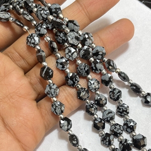 Perles en forme d'hexagone à facettes en obsidienne noire, perles de fantaisie en pierres précieuses naturelles de 7MM, fournitures de perles en gros - Product Image 5