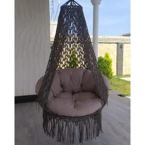 Hermosa Silla Colgante de Macramé Redonda, Muebles de Interior y Exterior para Sala de Estar - Product Image 1