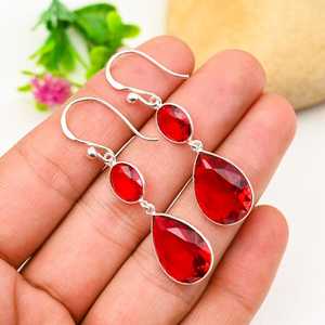 Boucles d'oreilles en grenat en argent sterling 925, bijoux faits à la main en pierres précieuses, cadeaux d'anniversaire pour amis et famille, cadeaux de noël - Product Image 3