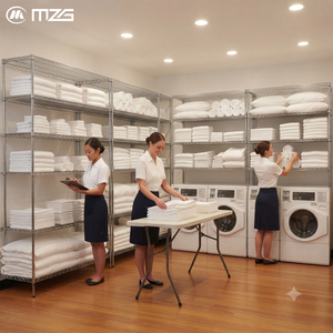 Étagère métallique chromée réglable de qualité supérieure, certifiée NSF, pour le stockage de linge de maison commercial, capacité de 800 lb - Product Image 2