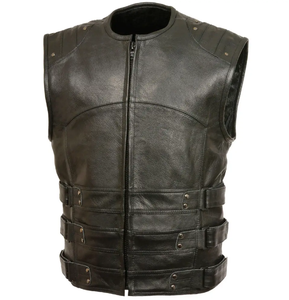 Chalecos de moto de cuero clásico para hombre Chalecos de motorista de cuero de buena calidad Chaleco de cuero de excelente calidad hecho en Pakistán - Product Image 4