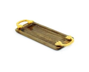 Plateau de service en bois élégant de haute qualité avec poignée en métal doré pour salle à manger cuisine et accessoire de vaisselle - Product Image 1