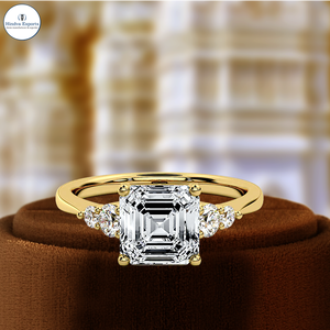 Bague de fiançailles solitaire en or rose 14 carats, bague en diamant certifiée IGI, diamant de laboratoire, diamant taille Asscher 1 carat, bague de mariage - Product Image 4