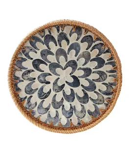 Bandeja Redonda de Ratán Tejida a Mano con Diseño de Madreperla, Bandeja Decorativa para Servir en el Hogar, la Cocina y la Mesa, de Vietnam - Product Image 4