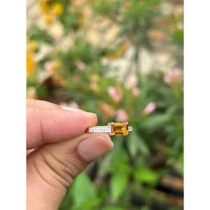 Natural Baguette Citrine <b>Ring</b> 925 Sterling Silver Handmade Gemstone Jewelry Wholesale Supplier - Product Image 3