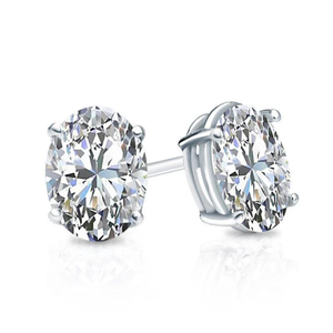 Boucles d'oreilles modernes de forme ovale créées à double coupe fraîche Boucles d'oreilles en or 14 carats VS1 Clarity Diamond Moissanite - Product Image 2