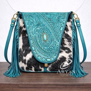 Sac à bandoulière en cuir de vachette véritable, fait main, vintage 2026, design minimaliste de luxe, sac à franges en cuir véritable pour femmes - Product Image 1