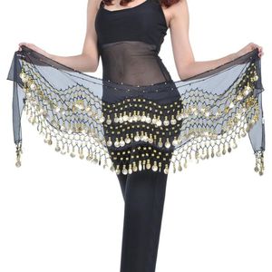Foulard de danse orientale fait main avec ceinture à pièces d'or, jupe enveloppante en mousseline crochetée pour femmes adultes - Product Image 1