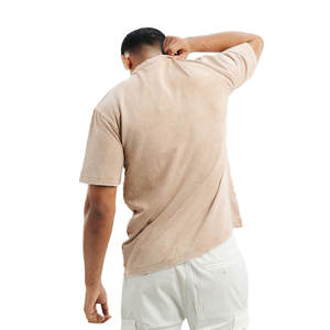 Camiseta Lisa 100% algodón con logotipo personalizado para hombre, ropa de calle holgada con hombros caídos - Product Image 4