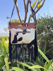 Latest Designer Carving Tooled Leather Fringe Sling Bag Stylish <b>Purse</b> Cowhide Fur Leather Bags for Women's Multi Use - Product Image 5