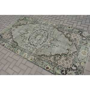 Traditionnel Vert Beige 4.6 X 8.5ft Laine Salon Tapis Aubusson Patchwork Rectangle Turc Tapis Latex pour Couloir Chevet - Product Image 4