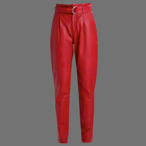 Pantalón de cuero cómodo y de moda para mujer Nuevo material elegante Hecho pantalones de cuero para mujer a la venta - Product Image 4