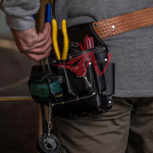 Nouveauté : Sac à outils pour électricien en cuir de qualité supérieure, avec structure extra résistante et grande capacité. - Product Image 5