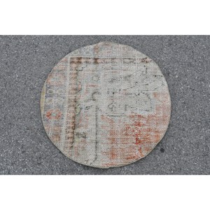 Tapis Turc Classique Blanc Orange Patchwork Design Laine Latex Adolescents Rectangle Couloir Grande Surface Tapis de Chambre Vintage 2.3ft X 2.3ft - Product Image 1