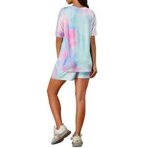 Camiseta de Algodón al por Mayor para Mujer, Moda, Nuevas Blusas, Conjunto Casual de Camiseta y Pantalones Cortos, Camisetas Estampadas - Product Image 2