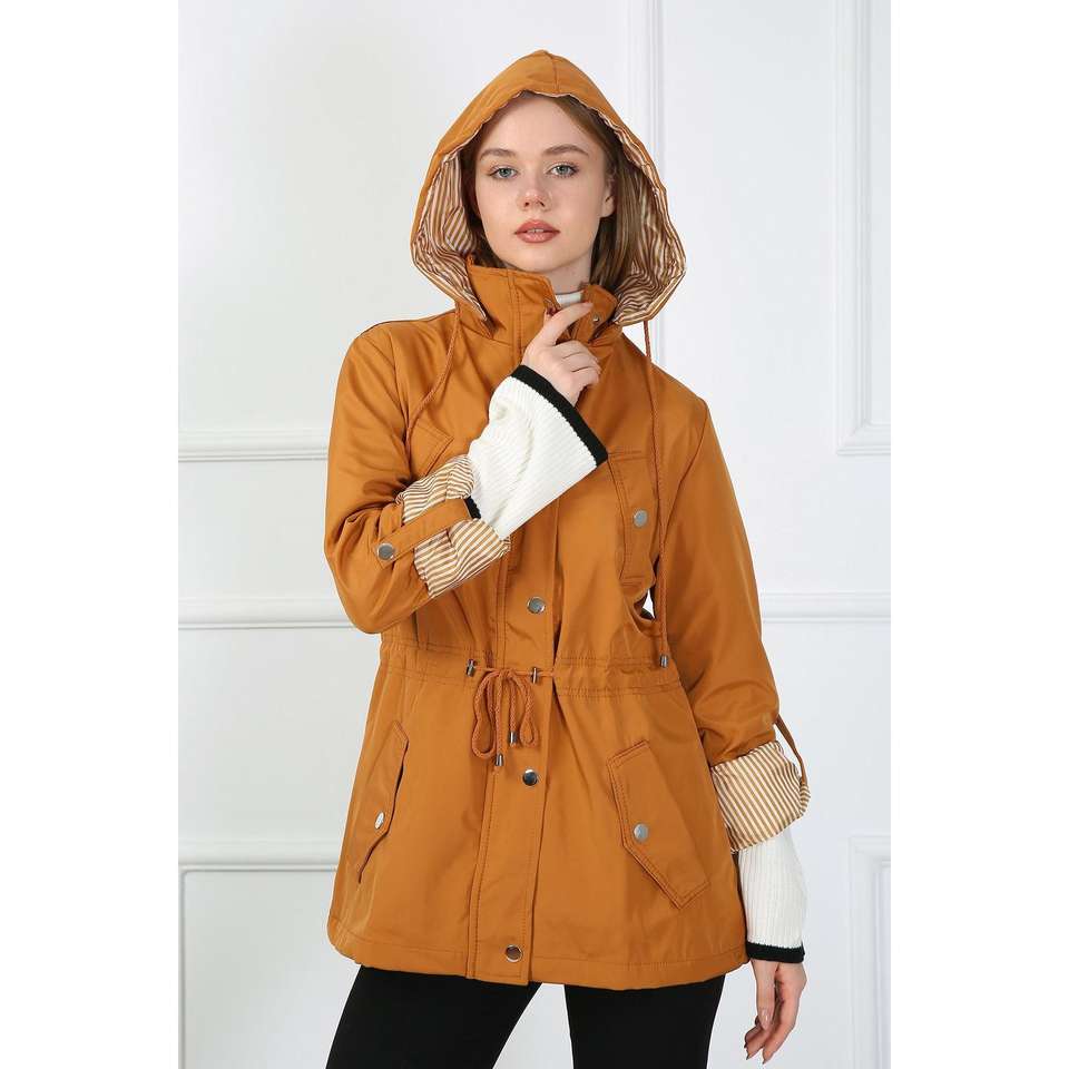 Women's Blue Hooded Waterproof Raincoat